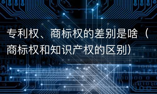 专利权、商标权的差别是啥（商标权和知识产权的区别）