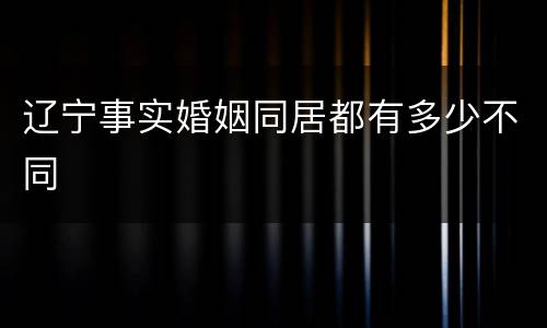 辽宁事实婚姻同居都有多少不同