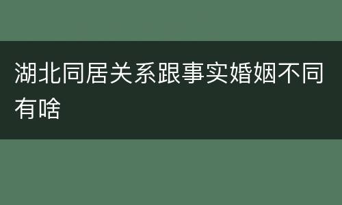 湖北同居关系跟事实婚姻不同有啥