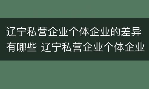 辽宁私营企业个体企业的差异有哪些 辽宁私营企业个体企业的差异有哪些呢
