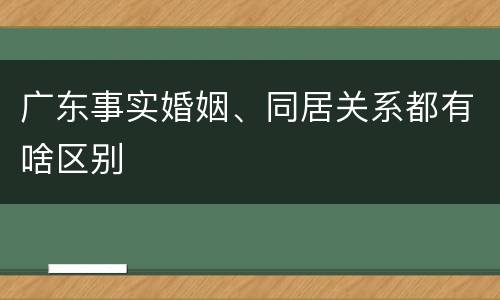 广东事实婚姻、同居关系都有啥区别