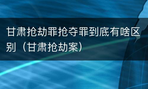 甘肃抢劫罪抢夺罪到底有啥区别（甘肃抢劫案）