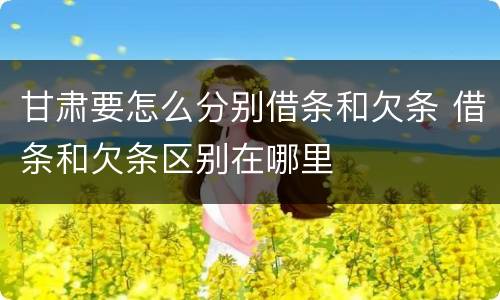 甘肃要怎么分别借条和欠条 借条和欠条区别在哪里