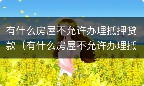 有什么房屋不允许办理抵押贷款（有什么房屋不允许办理抵押贷款业务）