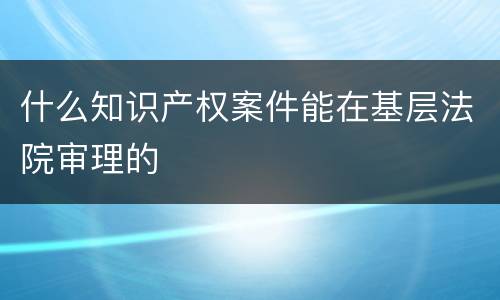 什么知识产权案件能在基层法院审理的