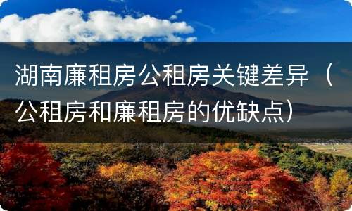 湖南廉租房公租房关键差异（公租房和廉租房的优缺点）