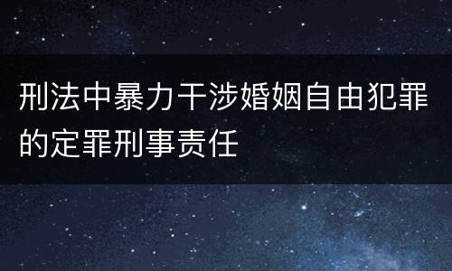 刑法中暴力干涉婚姻自由犯罪的定罪刑事责任