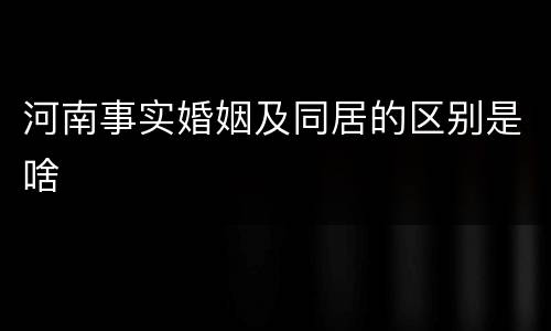 河南事实婚姻及同居的区别是啥