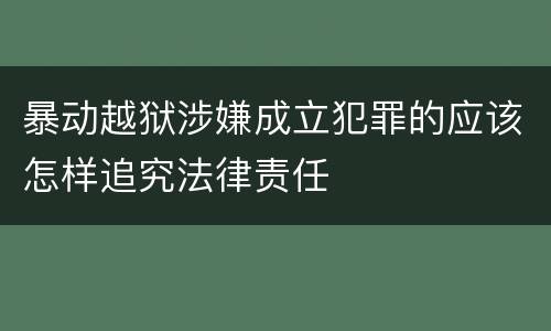 暴动越狱涉嫌成立犯罪的应该怎样追究法律责任