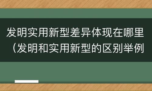 发明实用新型差异体现在哪里（发明和实用新型的区别举例）