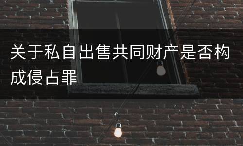 关于私自出售共同财产是否构成侵占罪