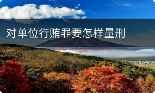 对单位行贿罪要怎样量刑