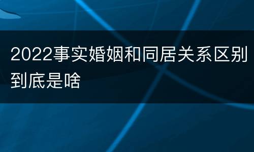 2022事实婚姻和同居关系区别到底是啥