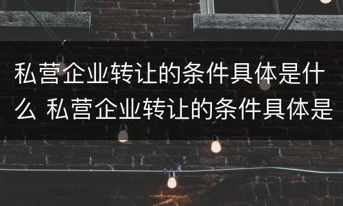 私营企业转让的条件具体是什么 私营企业转让的条件具体是什么意思