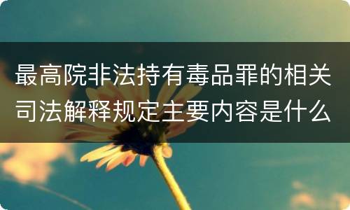 最高院非法持有毒品罪的相关司法解释规定主要内容是什么