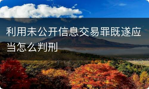 利用未公开信息交易罪既遂应当怎么判刑