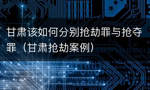 甘肃该如何分别抢劫罪与抢夺罪（甘肃抢劫案例）