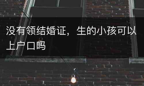 没有领结婚证，生的小孩可以上户口吗