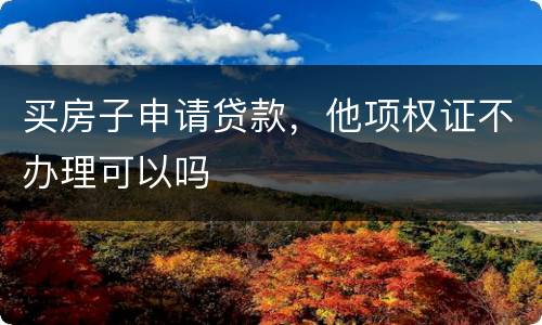 买房子申请贷款，他项权证不办理可以吗