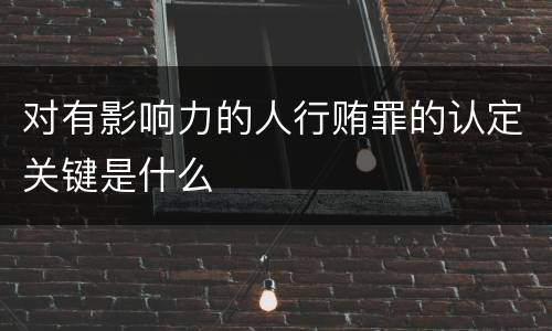 对有影响力的人行贿罪的认定关键是什么