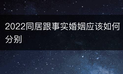 2022同居跟事实婚姻应该如何分别