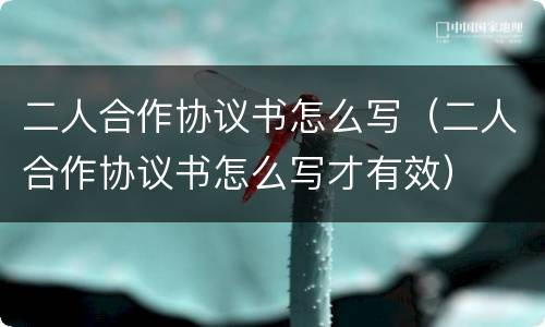 二人合作协议书怎么写（二人合作协议书怎么写才有效）