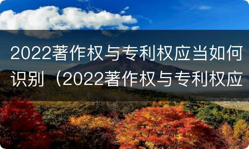 2022著作权与专利权应当如何识别（2022著作权与专利权应当如何识别）