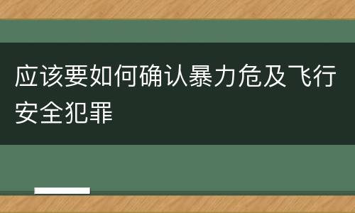 应该要如何确认暴力危及飞行安全犯罪