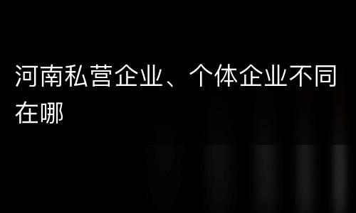 河南私营企业、个体企业不同在哪