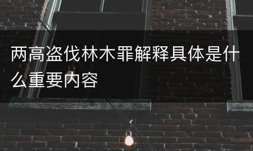 两高盗伐林木罪解释具体是什么重要内容
