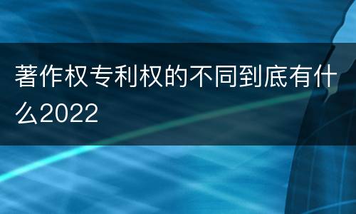 著作权专利权的不同到底有什么2022