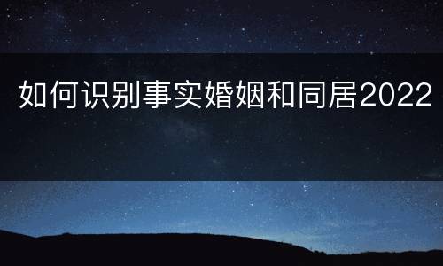 如何识别事实婚姻和同居2022
