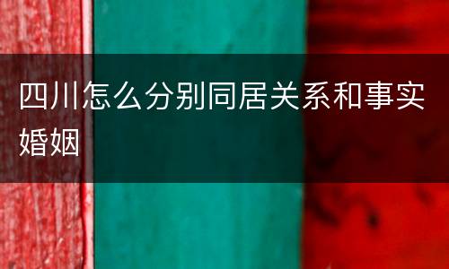 四川怎么分别同居关系和事实婚姻