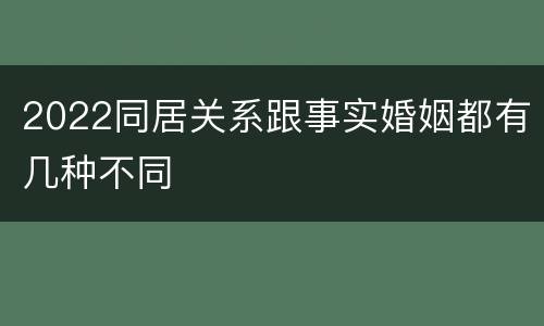 2022同居关系跟事实婚姻都有几种不同