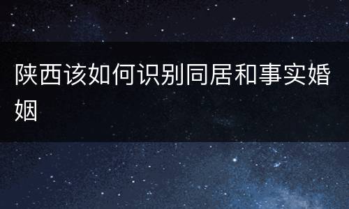陕西该如何识别同居和事实婚姻