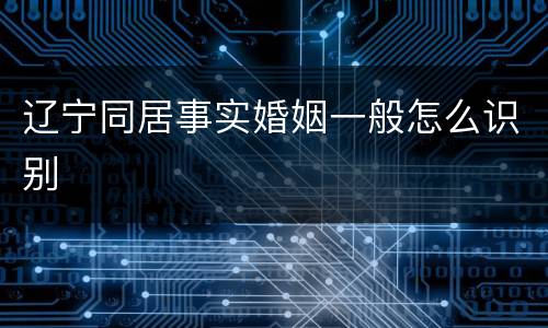 辽宁同居事实婚姻一般怎么识别