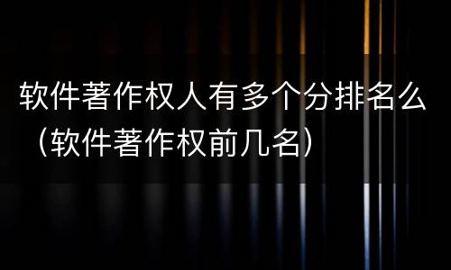 软件著作权人有多个分排名么（软件著作权前几名）