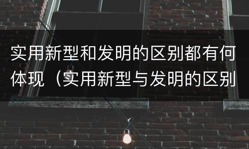 实用新型和发明的区别都有何体现（实用新型与发明的区别有哪些）