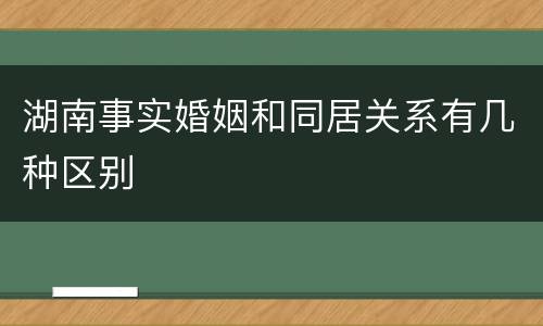 湖南事实婚姻和同居关系有几种区别