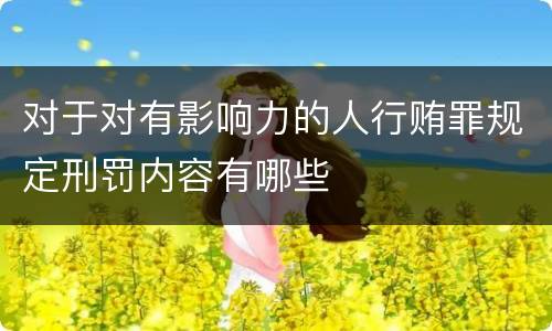 对于对有影响力的人行贿罪规定刑罚内容有哪些