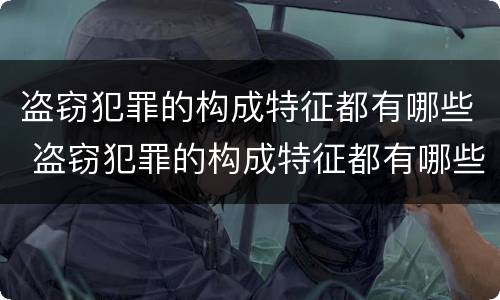 盗窃犯罪的构成特征都有哪些 盗窃犯罪的构成特征都有哪些呢