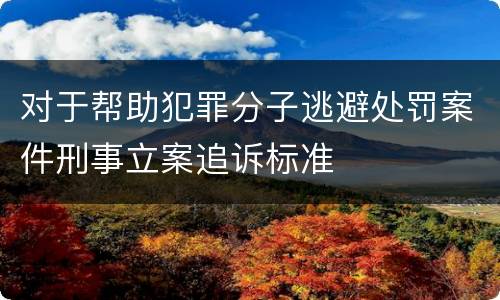 对于帮助犯罪分子逃避处罚案件刑事立案追诉标准