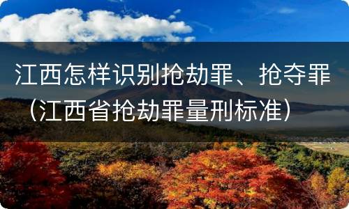 江西怎样识别抢劫罪、抢夺罪（江西省抢劫罪量刑标准）