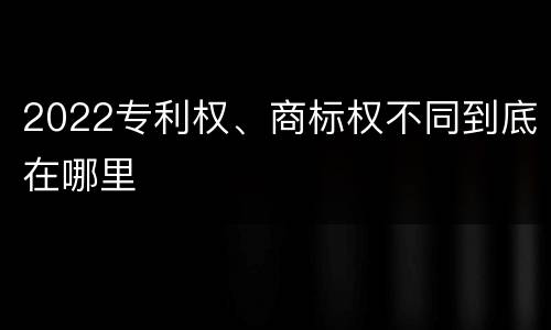 2022专利权、商标权不同到底在哪里