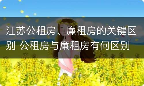 江苏公租房、廉租房的关键区别 公租房与廉租房有何区别