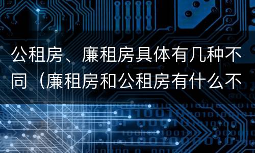 公租房、廉租房具体有几种不同（廉租房和公租房有什么不同）