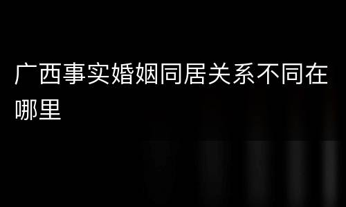 广西事实婚姻同居关系不同在哪里