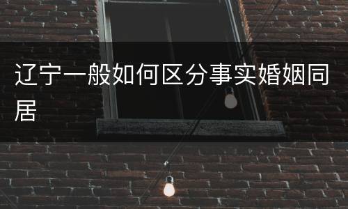 辽宁一般如何区分事实婚姻同居