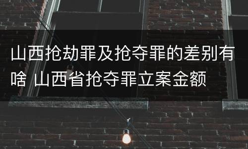 山西抢劫罪及抢夺罪的差别有啥 山西省抢夺罪立案金额