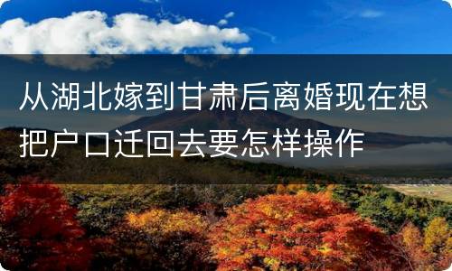从湖北嫁到甘肃后离婚现在想把户口迁回去要怎样操作